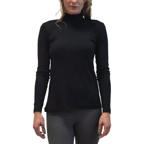 Organic Cotton Long Sleeve Mock Turtleneck Shirt – Lightweight Knit | Made in USA Spiritex | Sustainable Apparel  Women's Tees & Tanks