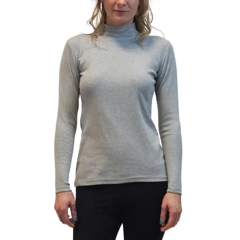 Organic Cotton Long Sleeve Mock Turtleneck Shirt – Lightweight Knit | Made in USA Spiritex | Sustainable Apparel  Women's Tees & Tanks