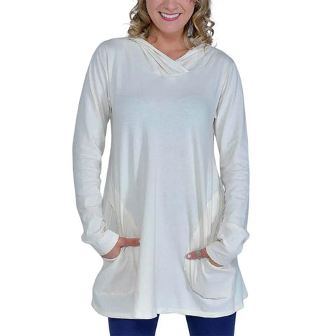 Organic Cotton Meditation Tunic – Lightweight Jersey Tunic Dress | Made in USA Spiritex | Sustainable Apparel  Women's Sweatshirts & Pullovers