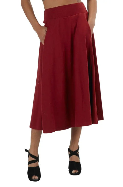 Organic Cotton Midi Gore Skirt – Full Circle Drapey Design | Made in USA Spiritex | Sustainable Apparel  Women's Skirts