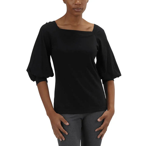 Organic Cotton Puff Sleeve Top – Square Scoop Neck – Made in USA Spiritex | Sustainable Apparel  Women's Tops