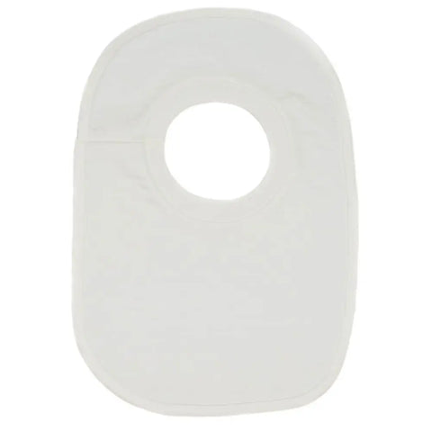 The Spiritex | Sustainable Apparel Pullover Bib is an oval, plain white bib featuring a circular neck opening, shown against a white background.