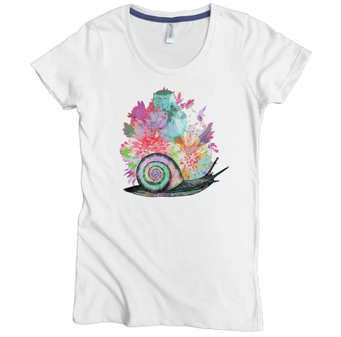Organic Cotton Snail Floral Graphic Tee – Fitted Women’s Shirt | Made in USA Spiritex | Sustainable Apparel  Women's Graphic Tees