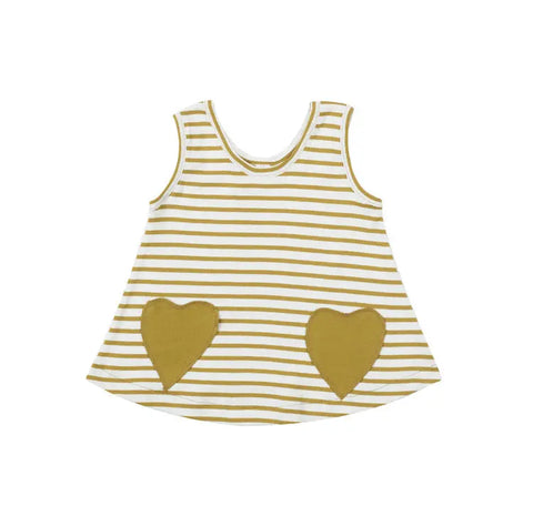 Organic Cotton Striped Heart Pocket Tunic Tank – Baby Toddler Top | Made in USA Spiritex | Sustainable Apparel  Children's Tanks