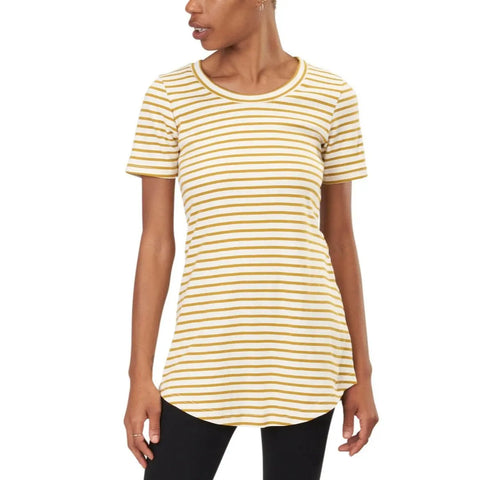 Organic Cotton Striped Tunic Tee – Short Sleeve Casual Top | Made in USA Spiritex | Sustainable Apparel  Women's Tees & Tanks