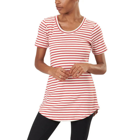 Organic Cotton Striped Tunic Tee – Short Sleeve Casual Top | Made in USA Spiritex | Sustainable Apparel  Women's Tees & Tanks