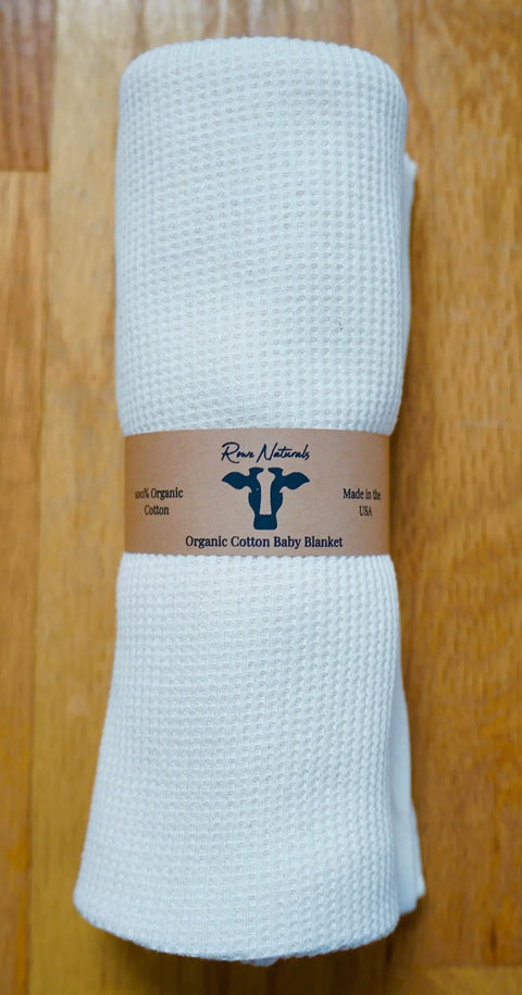 Organic Cotton Thermal Baby Blanket 30x40 Inch – Hypoallergenic Receiving Blanket | Made in USA Rowe Naturals  Organic Cotton Clothing