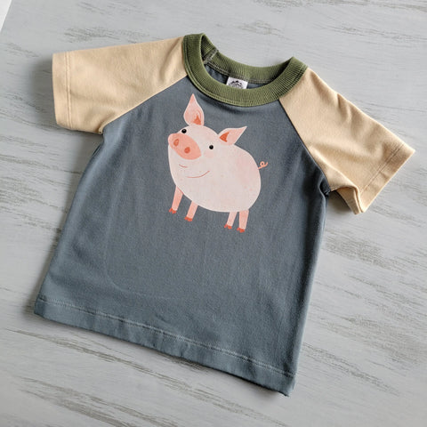 Organic Cotton Toddler Animal Graphic Tee – Soft Kids Shirt with Pig Print | Made in USA Apparel Adventure Clothes Company 