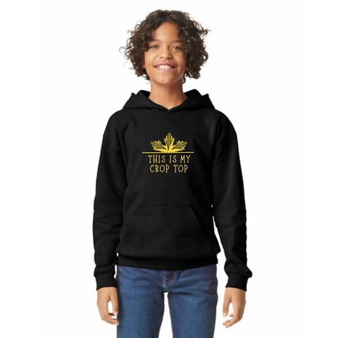 Organic Cotton Unisex Crop Top Hoodie – Stretch Vinyl Print | Made in USA Suede Kloth 