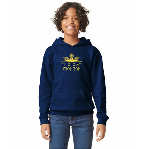Organic Cotton Unisex Crop Top Hoodie – Stretch Vinyl Print | Made in USA Suede Kloth 