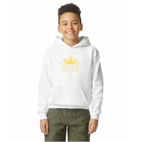 Organic Cotton Unisex Crop Top Hoodie – Stretch Vinyl Print | Made in USA Suede Kloth 