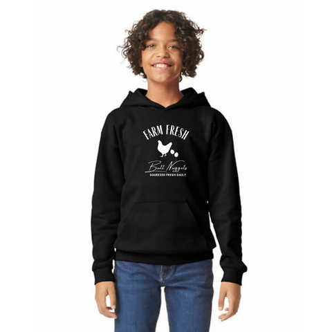 Organic Cotton Unisex Hoodie – Farm Fresh Graphic Pullover | Made in USA Suede Kloth 