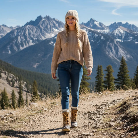 Organic Lace Boot Crew Socks – Taupe Color | Women’s Sustainable Comfort | Made in USA Catherine Cole  socks