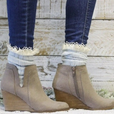 Organic Lace Boot Socks in Carolina Blue – Soft Cotton Blend | Made in USA Catherine Cole  socks