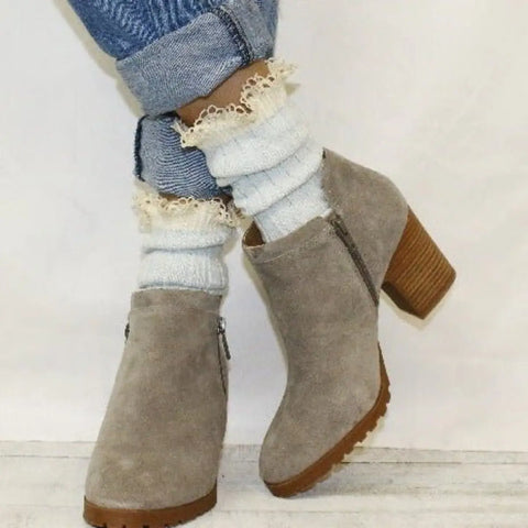 Organic Lace Boot Socks in Carolina Blue – Soft Cotton Blend | Made in USA Catherine Cole  socks