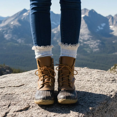 Organic Lace Boot Socks in Carolina Blue – Soft Cotton Blend | Made in USA Catherine Cole  socks