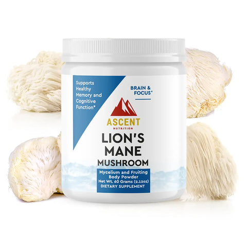 Organic Lion's Mane Mushroom Powder 60g – Brain Focus and Memory Support Supplement | Made in USA Ascent Nutrition  SIMPLE
