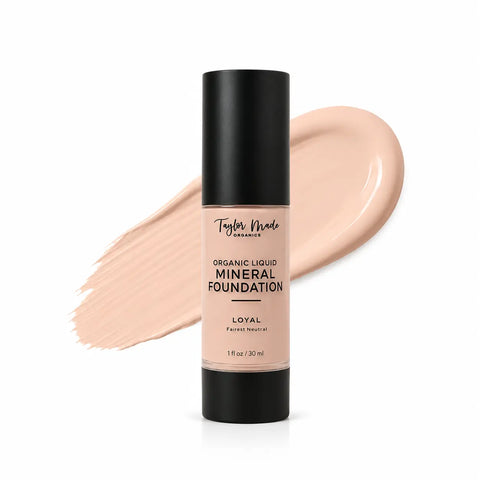 Organic Liquid Mineral Foundation 1 oz – Lightweight Buildable Coverage with Aloe Vera & Vitamin E | Made in USA Taylor Made Organics  foundation