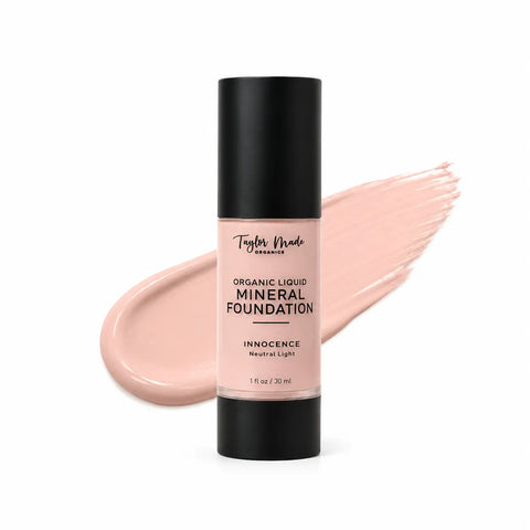 Organic Liquid Mineral Foundation 1 oz – Lightweight Buildable Coverage with Aloe Vera & Vitamin E | Made in USA Taylor Made Organics  foundation