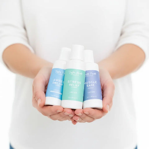 Organic Mini Lotion Gift Set Trio 2oz – Muscle Ease Stress Relief Sweet Dreams | Handcrafted in USA Taylor Made Organics  gift set