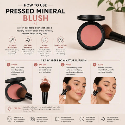 Organic Pressed Blush Powder 0.18 oz – Lightweight Buildable Face Makeup with Botanical Oils | Made in USA Taylor Made Organics  blush
