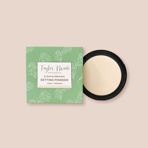 Organic Pressed Setting Powder 12g – Lightweight Matte Finish with Green Tea & Aloe Vera | Made in USA Taylor Made Organics  face powder