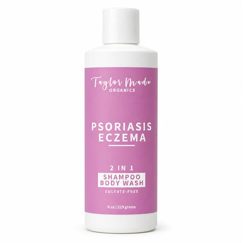 Organic Psoriasis Eczema 2-in-1 Body Wash and Shampoo 8oz – Gentle Moisturizing Cleanser | Made in USA Taylor Made Organics  body wash