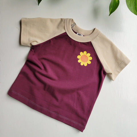 Organic Purple Toddler T-Shirt Sunflower Graphic – Soft Cotton Jersey | Made in USA Apparel Adventure Clothes Company 