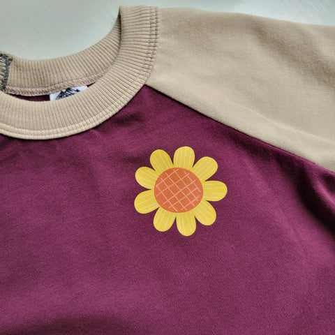 Organic Purple Toddler T-Shirt Sunflower Graphic – Soft Cotton Jersey | Made in USA Apparel Adventure Clothes Company 