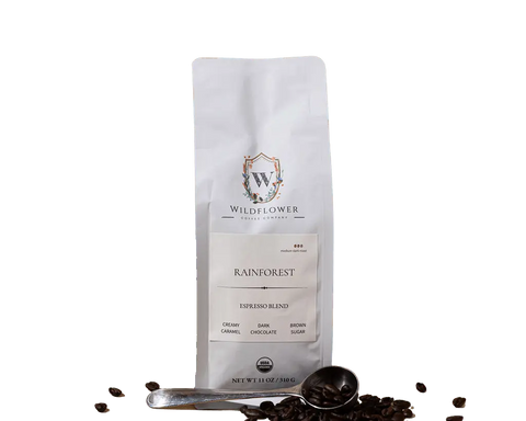 Organic Rainforest Espresso Blend Coffee 11oz – Medium Dark Roast – USDA Certified | Roasted in USA Wildflower Coffee Company  Coffee