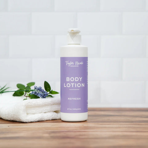 Organic Refresh Body Lotion 8oz – Lavender Spearmint Scent | Non-Greasy Moisturizer Made in USA Taylor Made Organics  Lotion & Moisturizer