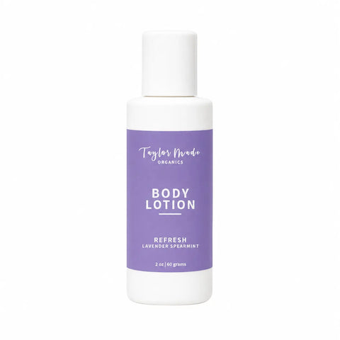 Organic Refresh Body Lotion 8oz – Lavender Spearmint Scent | Non-Greasy Moisturizer Made in USA Taylor Made Organics  Lotion & Moisturizer