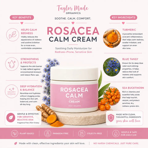 Organic Rosacea Face Moisturizer 1.5 oz – Soothing Turmeric & Calendula Cream | Handmade in USA Taylor Made Organics  face cream