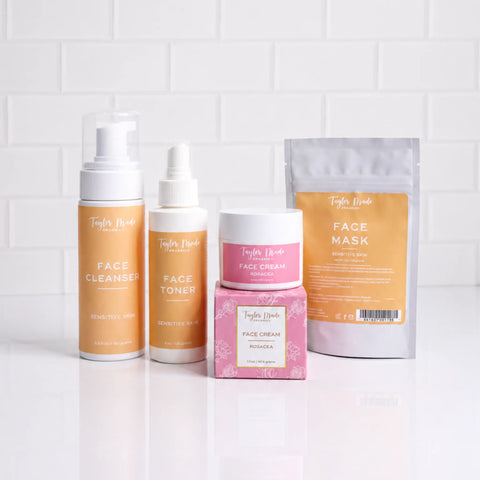 Organic Rosacea Relief Skincare Kit – 4-Step Sensitive Skin Set with Calendula & Blue Tansy | Made in USA Taylor Made Organics  gift set