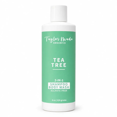 Organic Tea Tree Body Wash and Shampoo 8 oz – Sulfate-Free Cleanser with Lemon and Rosemary Oils | Made in USA Taylor Made Organics  Bath & Body