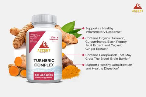 Organic Turmeric Complex 500 mg – 60 Capsules Dietary Supplement for Joint Health | Made in USA Ascent Nutrition  simple