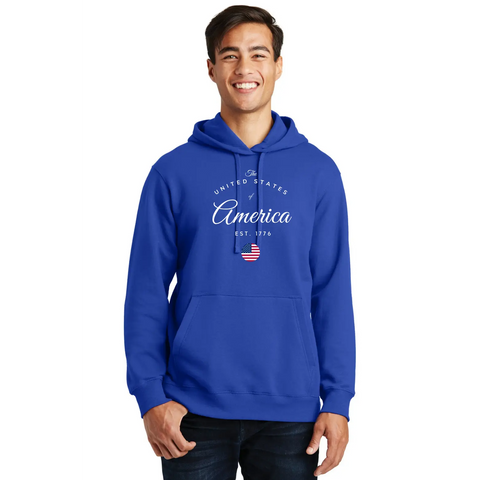 Organic United States of America Cotton Unisex Hoodie – Made in USA – Soft Stretch Vinyl Print Suede Kloth 