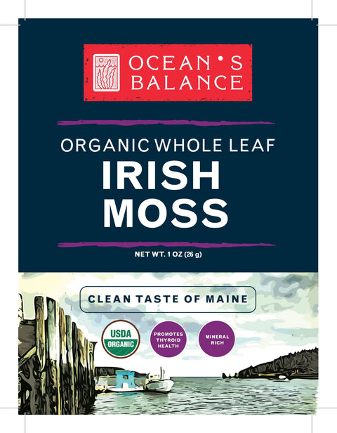 Organic Whole Leaf Irish Moss Seaweed – 1 Oz Superfood | Made in USA Ocean's Balance  Organic Seaweed