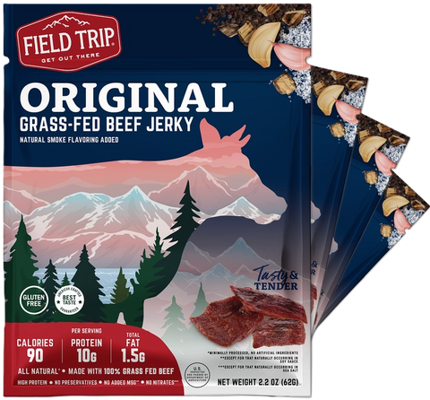 Original Grass-Fed Beef Jerky 2.2oz Pack – High Protein Snack | Made in USA Field Trip 