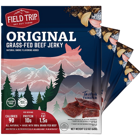 Original Grass-Fed Beef Jerky 2.2oz Pack – High Protein Snack | Made in USA Field Trip 
