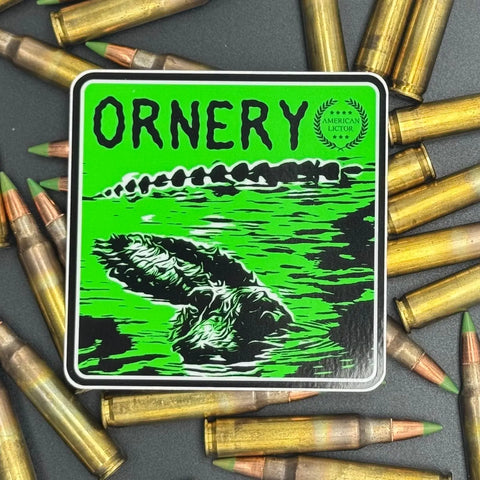 Ornery Alligator Vinyl Sticker – 3 Inch Durable Decal | Made in USA American Lictor  Vinyl Stickers