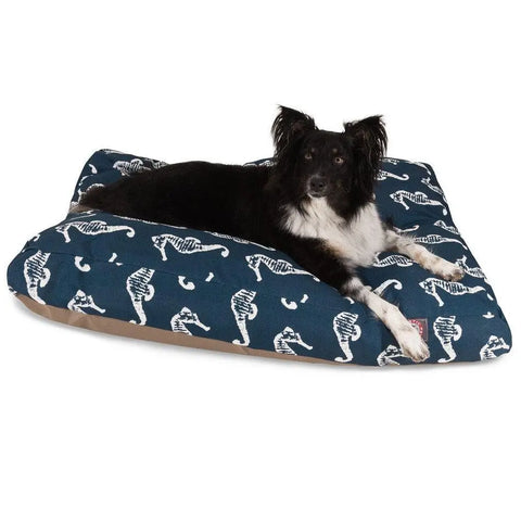 Orthopedic Memory Foam Dog Bed – Sea Horse Pattern – Premium Pet Cushion | Made in USA Majestic Pet