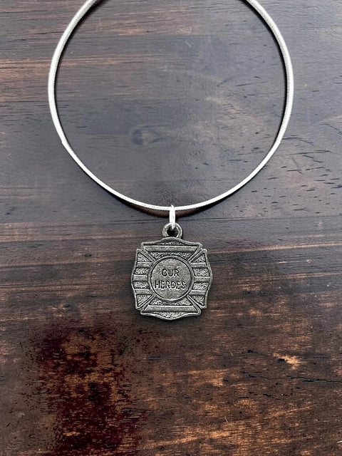 Our Heroes Firefighter Pewter Charm With Stainless Steel Split Ring – Custom Jewelry Accessory | Made in USA Michelle Marie Boutique  Charms and Pendants