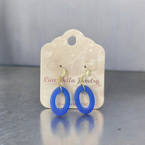 Oval Blue Sea Glass Dangle Earrings – Lightweight Coastal Jewelry | Made in USA Michelle Marie Boutique  Earrings
