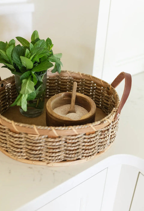 Oval Handwoven Catch-All Basket 11.5 Inch – Amish Craftsmanship with Leather Handles | Made in USA Millstream Home  Baskets