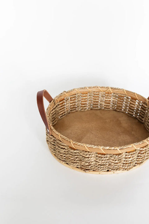 Oval Handwoven Catch-All Basket 11.5 Inch – Amish Craftsmanship with Leather Handles | Made in USA Millstream Home  Baskets