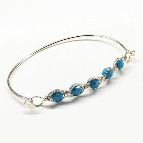 Oval Swarovski Crystal Bar Bangle Bracelet 8 Inch – 14 Gauge Sterling Silver | Made in USA Alexa Martha Designs  Bracelet/Bangle