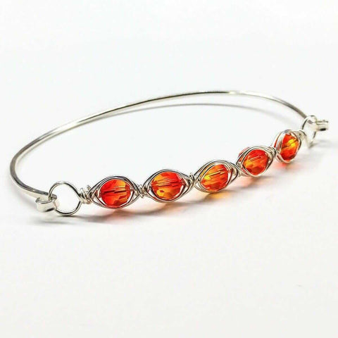 Oval Swarovski Crystal Bar Bangle Bracelet 8 Inch – 14 Gauge Sterling Silver | Made in USA Alexa Martha Designs  Bracelet/Bangle