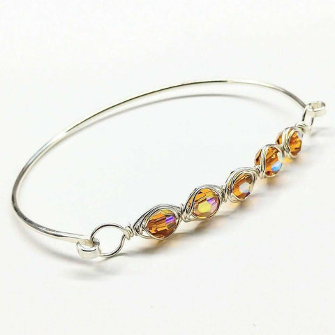 Oval Swarovski Crystal Bar Bangle Bracelet 8 Inch – 14 Gauge Sterling Silver | Made in USA Alexa Martha Designs  Bracelet/Bangle