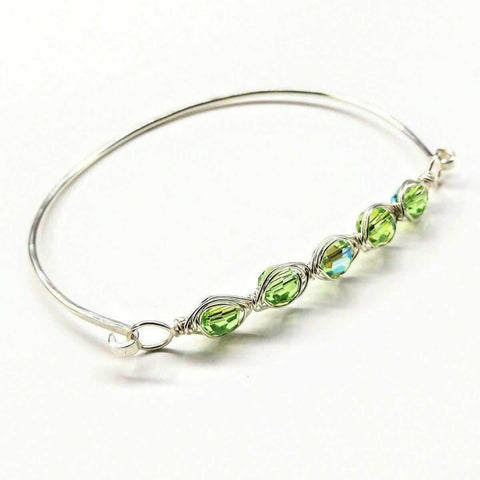 Oval Swarovski Crystal Bar Bangle Bracelet 8 Inch – 14 Gauge Sterling Silver | Made in USA Alexa Martha Designs  Bracelet/Bangle